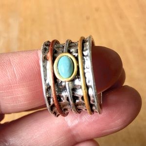 Costume Turquoise & Mixed Metal Ring